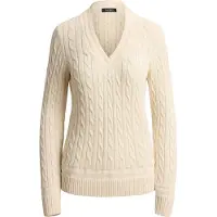Ralph Lauren Lauren Ralph Laurentil kvinder. 200888795011 Strikket cricket-trøje i beige eights (XL), Casual, Bomuld, Lange ærmer