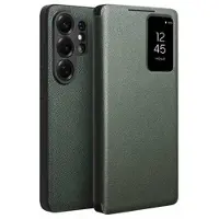 Qialino Samsung Galaxy S26 Ultra Smart View Flip Lædercover - Grøn