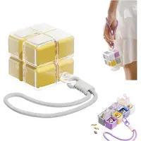 OIMG (Yellow, -) Magic Cube Magnetisk Pilleorganizer, Ugentlig Rejse Pilleæske med Rem