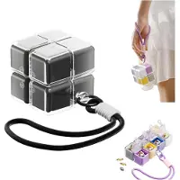 OIMG (Black, -) Magic Cube Magnetisk Pilleorganizer, Ugentlig Rejse Pilleæske med Rem