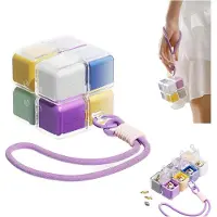 OIMG (Multicolor, -) Magic Cube Magnetisk Pilleorganizer, Ugentlig Rejse Pilleæske med Rem