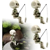 OIMG (3pcs, -) 4.3 Tommer Mini Skelet Fisher Skulptur, Gothic Halloween Dekoration