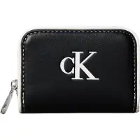 Calvin Klein Jeans Tegnebog 'Contrast Logo Textured Zip-around' sort / hvid