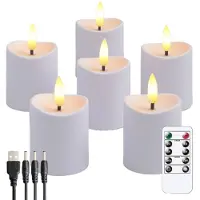 Wella LED Candles, Flickering Flameless Candles,Rechargeable Candle, Real Wax Candles with Remote Control, White