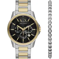 Armani Exchange Herreur AX7148SET Banks Sort/Guldtonet stål Ø44 mm