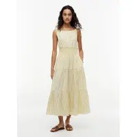 Tommy Hilfiger Sommerkjole 'Self- Strap Smock Midi' gul / grå / hvid