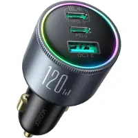 JOYROOM JR-CCN07 145W Car Charger 2xUSB-C USB-A + 100W USB-C Cable - Dark Grey