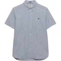 Superdry Superdrytil mænd. M4011102A Klassisk blå seersucker-skjorte (XL), Casual, Bomuld, Korte ærmer