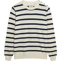 Superdry Superdrytil kvinder. W6110707A Essential Randet Sweater i Råhvid og Marineblå (S), Casual, Viscose