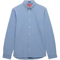 Superdry Superdrytil mænd. M4011100A Preppy Oxford skjorte blå (XL), Casual, Bomuld, Lange ærmer