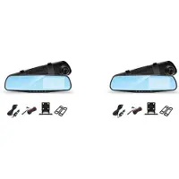 Torribaly 2 set 4.3 Inch Car DVR Rearview Mirror Driving Video Recorder Dual Lens Dash Camera 1080P IPS Front and Rear Camera