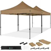 Vonroc Easy-Up Party Telt - Pavillon - 6x3 m | Sæt inkl. 2x Partytelt og 1x Forbindelsessæt - Beige
