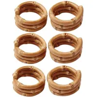 ISTOVO Handmade Bamboo Napkin Ring, Natural Rustic Napkin Holders Serviette Buckle Holder Set of 6