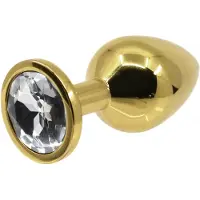 Cave Master Golden Steel Buttplug with Crystal