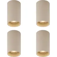 QAZQA Sæt med 4 moderne beige overflademonterede spots GU10 50mm runde - Tuba