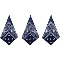 ISTOVO Set of 3 Navy Paisley Bandanas - Cashmere Cotton Scarf Sold By 3