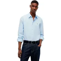 Tommy Hilfiger Tommy Jeanstil mænd. DM0DM22026 Poplin-skjorte med broderet blåt logo (S), Casual, Bomuld, Lange ærmer