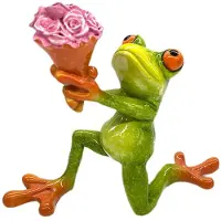 Jojomino Valentine'S Day Cute Rural Home Decoration Proposal Flower Frog Resin Ornaments