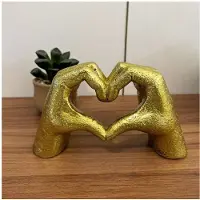 Jojomino Heart Hands Sculpture,Gold Living Room Decor, Cute Gesture Heart Shaped Decoration, ModernLove Statue Finger