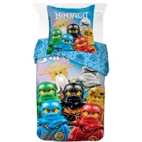 Licens LEGO Ninjago sengetøj - 100% bomuld - Junior sengetøj 100x140 cm - Blåt LEGO sengetøj