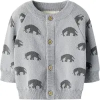 Lil´ Atelier Cardigan - Strik - NbmLulio - Sleet m. Elefanter - - 74 - Cardigan