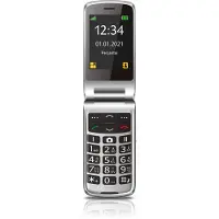 Beafon SL645 - 2G, Silver Line, flip-mobiltelefon med store knapper, sort-sølv