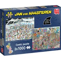 Plenty Gifts Jan van Haasteren Jigsaw Puzzle - Give us space & Just like in the movies - 2x1000 pcs. Floor
