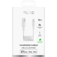 Puro 12W USB-A - Lightning Spiralkabel 1m - Hvid