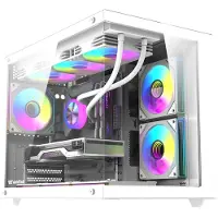 Darkflash B275 PRO computerkabinet (hvid) + 6 blæsere