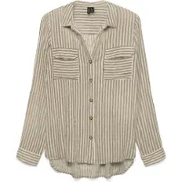 Vero Moda Bluse 'VMBUMPY' mørkebeige / hvid