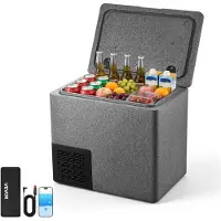 Vevor 12 Volt Køleskab, 21,1 QT/20L Bilkøleskab, Bærbar Ultralet EPP Fryser, APP-styret Elektrisk Kompressor, 12V/24V DC, -10℃ til 10℃, Til Lastbil Varevogn RV SUV Båd Rejser Camping