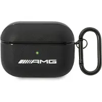 Mercedes AMG læderetui med stort logo til AirPods Pro - sort