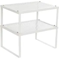 24hShop Køkkenorganisator 2-pak / køkkenhylde / opbevaringshylde til skab og garderobe / stabelbar metalhylde