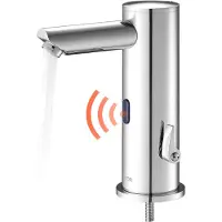 Vevor Berøringsfri håndvaskarmatur, automatisk bevægelsessensor toiletarmatur, håndfri justerbar kold varm enkeltgrebs vandblander batteridrevet til 9,5 mm rør, børstet nikkel sølv