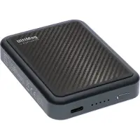 4smarts UltiMAG Lucid - Trådløs power bank - karbon - Li-pol - 5000 mAh - 18 Watt - 3 A - PD, QC 3.0, AFC - på kabel: USB-C - sort, grå