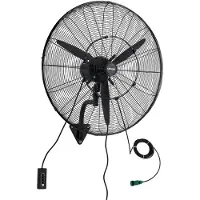 Vevor vægmonteret ventilator, 760 mm vægmonteret hængende ventilator med oscillerende og tåge, IP44-klassificeret, 3 hastigheder, kraftfuld luftrækkevidde, mekanisk styring, lang luftstrøm til industr