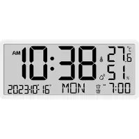 24hShop Digitalt vægur med dato, temperatur- og fugtighedsmåler - Hvid