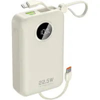 Dudao K14+ Powerbank 20000mAh 22.5W USB-C / USB-A / Indbyggede Lightning- og USB-C-kabler - Hvid
