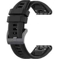 24hShop Silikonerem til Garmin Fenix 7X 26 mm - Sort