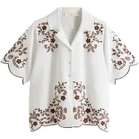 Next Bluse brokade / mørkebrun / hvid