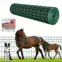 Vevor Gårdhegn, 1,2 x 25 m, 2 x 4 tommer maskevidde, 2,1 mm galvaniseret ståltrådshegn til kvæg, svin og får, kraftigt vinylbelagt husdyrhegn til dyreindhegninger, burtråd, havehegn, grøn