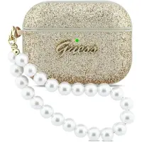 GUESS Glitter Pearl Strap-etui til AirPods Pro 3 - Guld