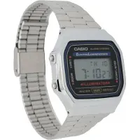 Casio A168WA Unisex-ur, digitalt, med armbånd i rustfrit stål, sølvfarvet