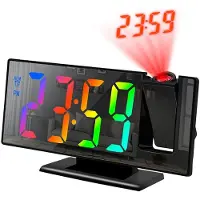 24hShop Vækkeur med LED-projektor og multifunktionelt spejldesign