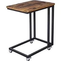 Songmics Sidebord med hjul og industrielt design i brun/Sort