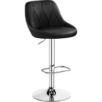 24hShop Barstol med justerbar højde / sort stol med fodstøtte til bar / 360° drejelig køkkenstol
