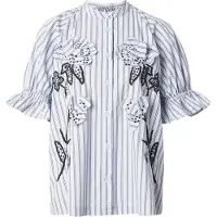 Essentiel Antwerp Bluse 'JEEZ' lyseblå / mørkegrå / sort / hvid