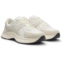 HUGO Sneakers i kanvas, læder og ruskind