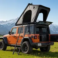 Vevor Tagtelt Hård Skal, 2-3 Personer Aluminium Tagtelt Hård Skal med Trefarvet LED Lys, Tyk Madras &amp; Vindue, Vandtæt Vindtæt Overland Camping Bil Tagbøjle til Jeep SUV Pickup