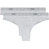 Emporio Armani Emporio Armanitil kvinder. EW000404_AF19026 Sæt med 2 brasilianske trusser i økologisk strik med grå Iconic logobånd (S), Afslappet, Bomuld
